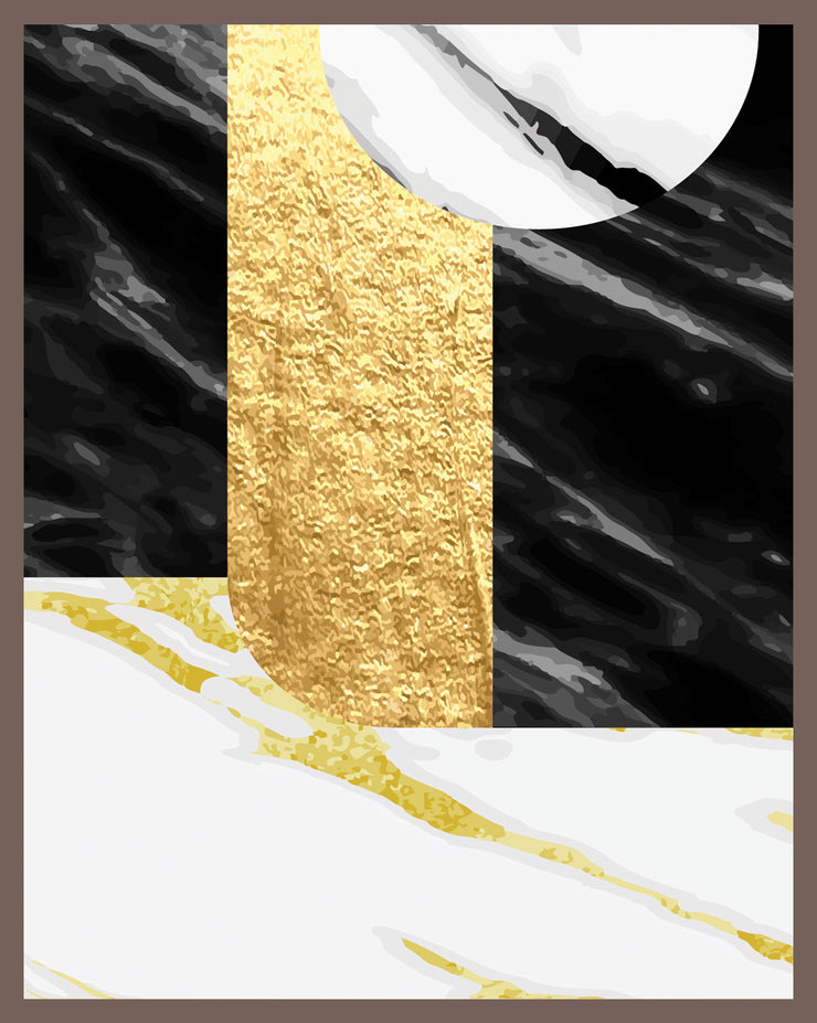 FADDISH ABSTRACT PICTURE FRAME IN BLACK, WHITE AND BEIGE WITH GLASS-SINGLE