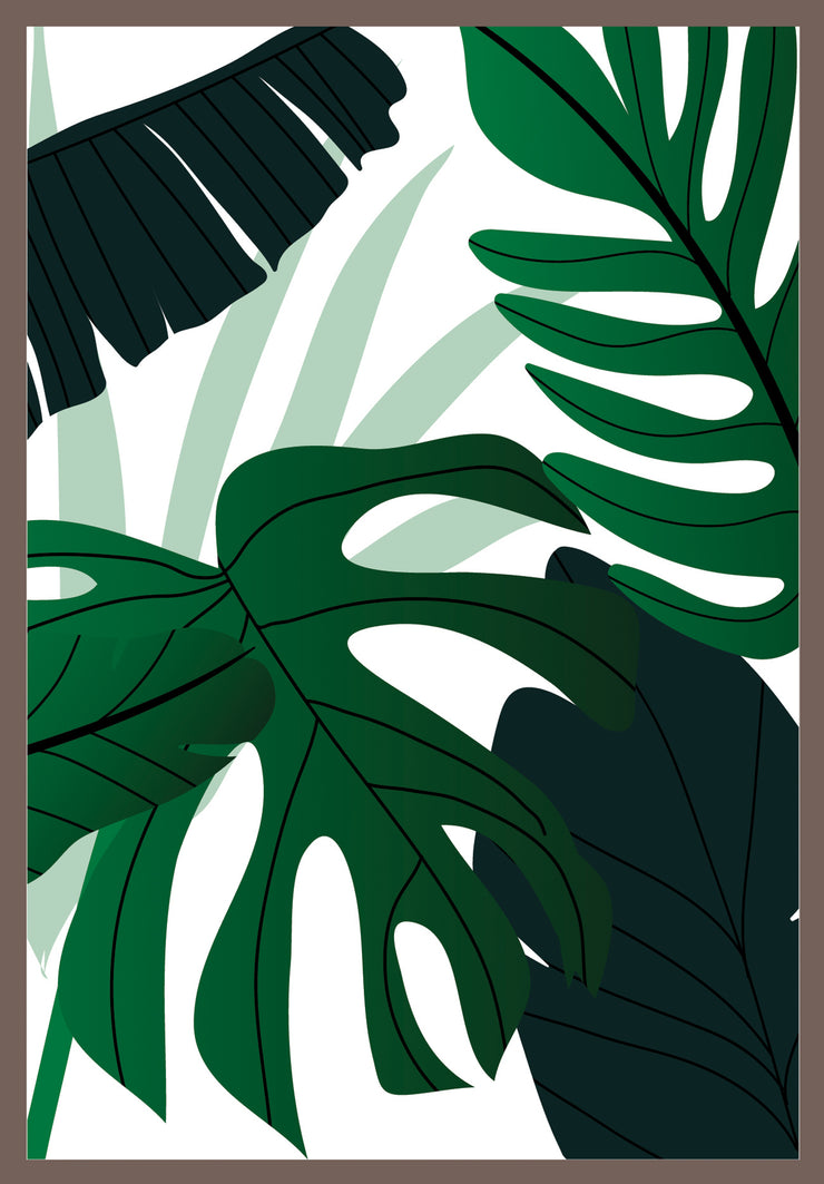 LINCOLN GREEN CLUSTER MONSTERA PLANT ART FRAME WITH GLASS- SINGLE
