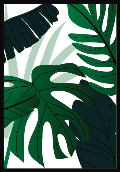 LINCOLN GREEN CLUSTER MONSTERA PLANT ART FRAME WITH GLASS- SINGLE
