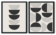 GEOMETRIC ARCHES MODERN ABSTRACT ART FRAMES WITH GLASS- SET OF 2