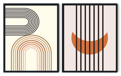 SEMICIRCULAR SILHOUTE ABSTRACT LAYOUT FRAMES WITH GLASS-SET OF 2