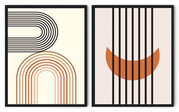 SEMICIRCULAR SILHOUTE ABSTRACT LAYOUT FRAMES WITH GLASS-SET OF 2