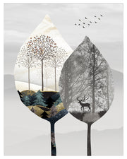 CLASSIC NATURAL LANDSCAPE SCENICAL TREE ART FRAME WITH GLASS-SINGLE