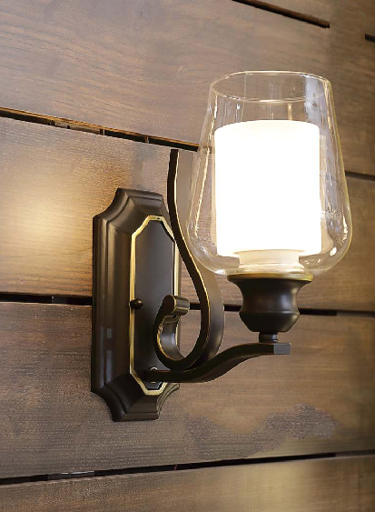 GLITZY RUSTIC BLACK AND GOLD WALL LAMP