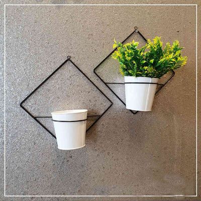 SYMMETRICAL ANTIQUE METAL POT WALL PLANTER