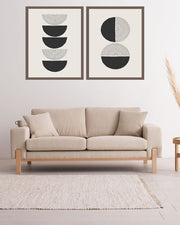 BLACK & WHITE LUNAR ABSTRACT ART FRAMES WITH GLASS- SET OF 2