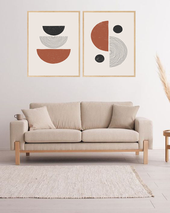 ORBITAL MULTIPLE ABSTRACT ART FRAMES WITH GLASS-SET OF 2