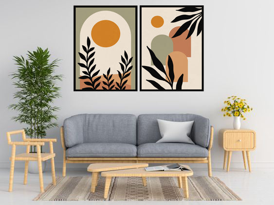 PROPELLERS ABSTRACT PICTURE FRAMES WITH GLASS- SET OF TWO