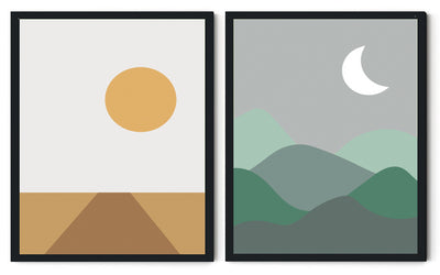 TERRAIN ABSTRACT PICTURE FRAMES WITH GLASS- SET OF 2