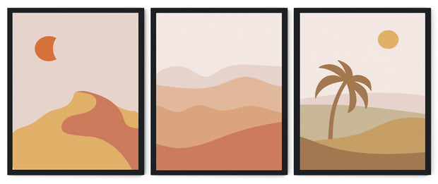 TERRAIN ABSTRACT PICTURE FRAMES WITH GLASS- SET OF 3