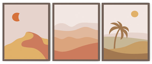 TERRAIN ABSTRACT PICTURE FRAMES WITH GLASS- SET OF 3