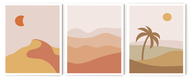 TERRAIN ABSTRACT PICTURE FRAMES WITH GLASS- SET OF 3