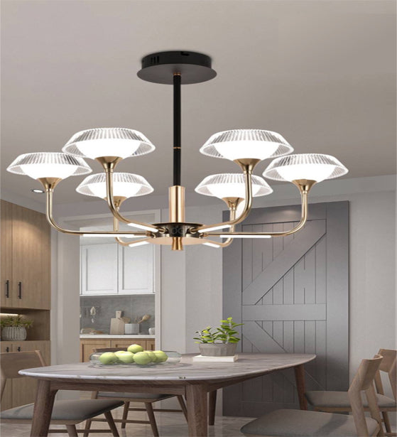 NIGHT GRAND CHEVRON DESIGN BLACK & GOLDEN CHANDELIER