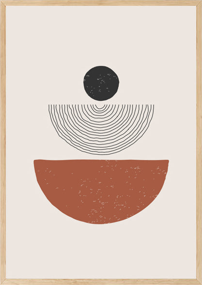 SEMICIRCULAR POLYCHROME ABSTRACT PAINTING WITH GLASS-SINGLE