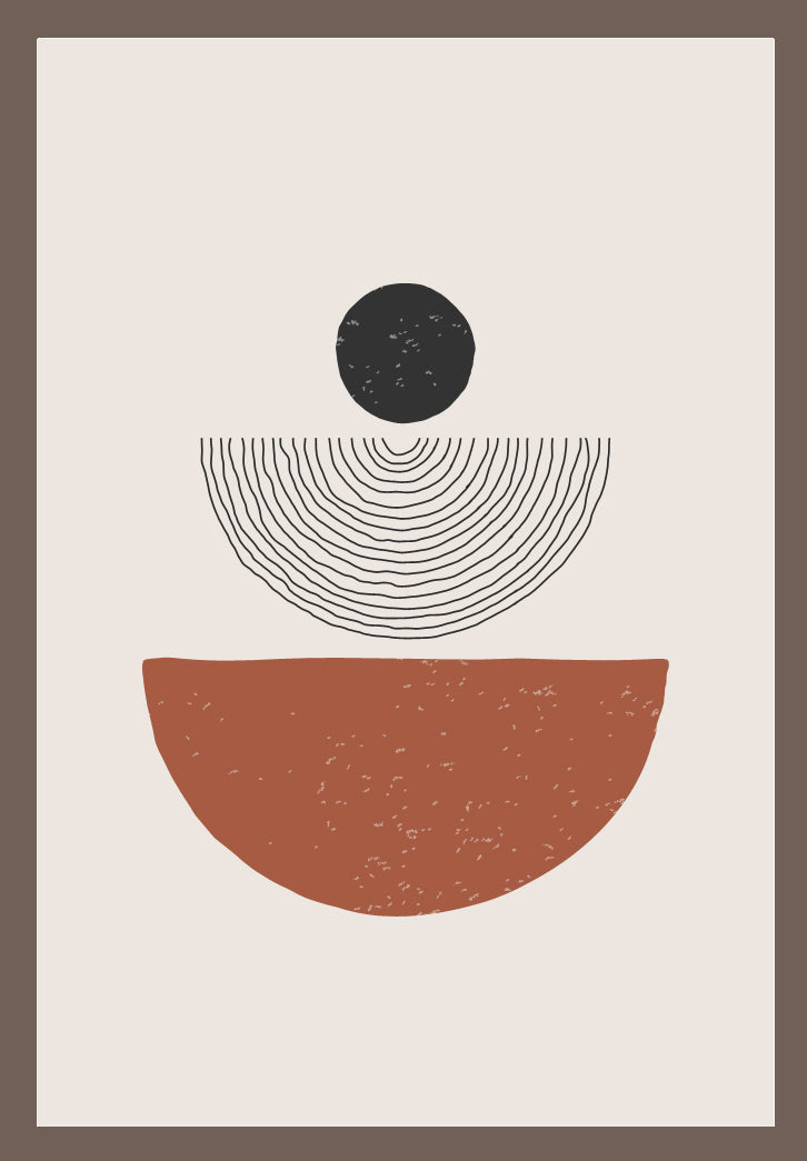 SEMICIRCULAR POLYCHROME ABSTRACT PAINTING WITH GLASS-SINGLE