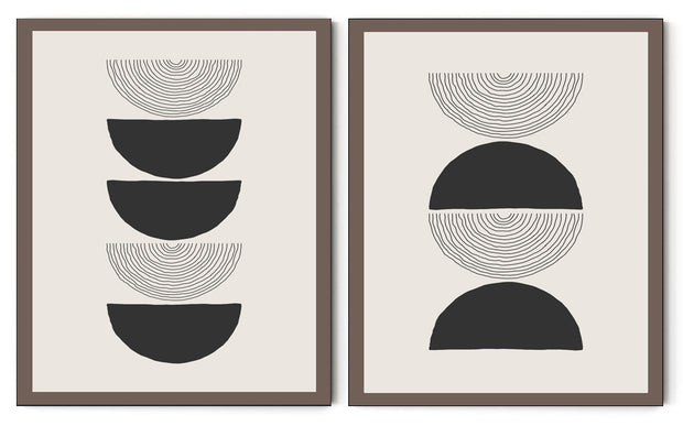BLACK & WHITE VECTOR CIRCULAR ABSTRACT FRAMES WITH GLASS- SET OF 2