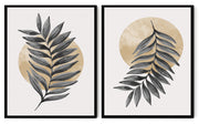 SIMPLE MONTESERRA LEAF ART FRAMES WITH GLASS- SET OF 2