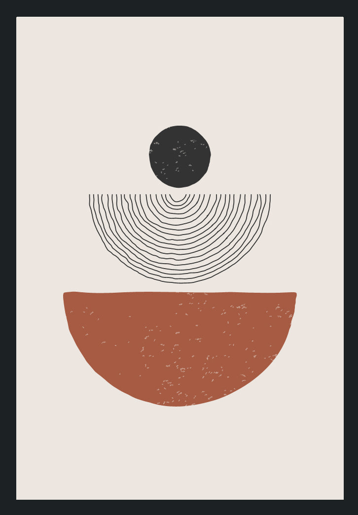 SEMICIRCULAR POLYCHROME ABSTRACT PAINTING WITH GLASS-SINGLE