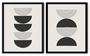 BLACK & WHITE VECTOR CIRCULAR ABSTRACT FRAMES WITH GLASS- SET OF 2