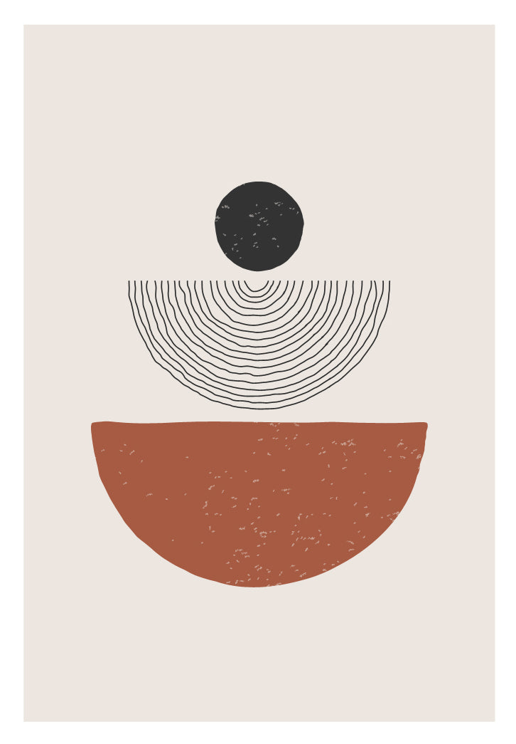 SEMICIRCULAR POLYCHROME ABSTRACT PAINTING WITH GLASS-SINGLE