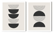 BLACK & WHITE VECTOR CIRCULAR ABSTRACT FRAMES WITH GLASS- SET OF 2