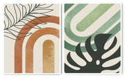 MODERN TROPICAL BOTANICAL LEAF ABSTRACT ART FRAMES WITH GLASS-SET OF 2