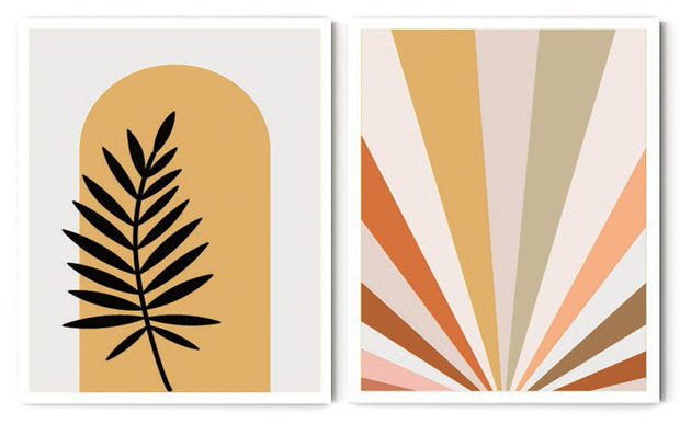 MODERN MATTISSE INSPIRED ABSTRACT PLANT ART FRAMES WITH GLASS- SET OF 2
