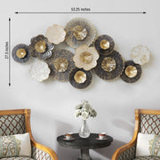 CONTEMPORARY BLOOMY GREY AND WHITE WALL DÉCOR WITH METAL FINISH