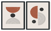 BOWED MIXED FRAMED ARTWORK FRAMES WITH GLASS-SET OF 2