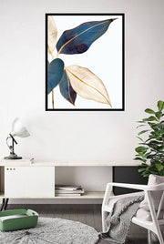 EMERALD GREEN & GOLDEN LEAVES BOTANICAL ART FRAME WITH GLASS- SINGLE