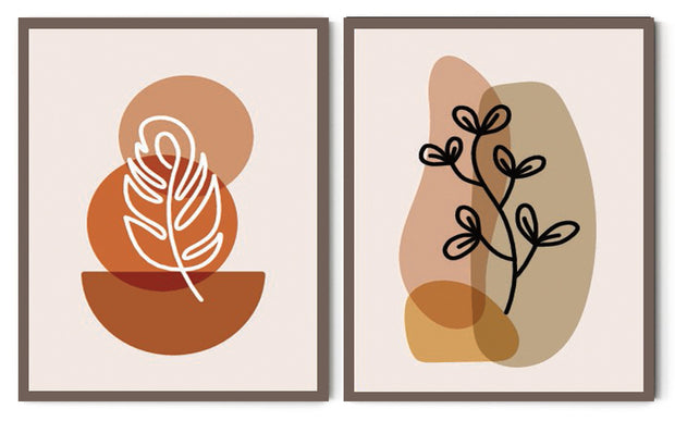 RUBICUND ABSTRACT PICTURE FRAMES WITH GLASS- SET OF 2