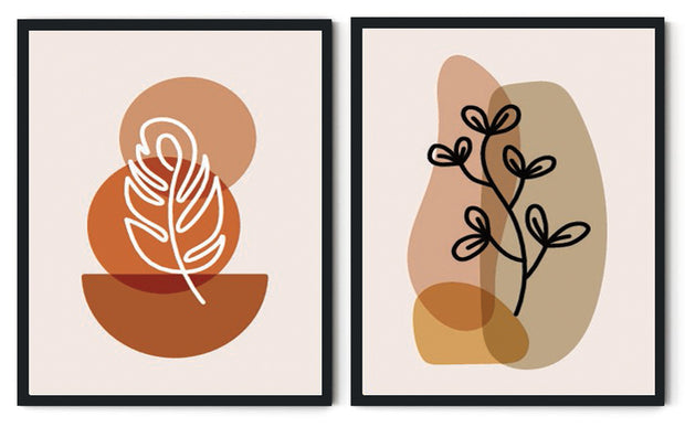 RUBICUND ABSTRACT PICTURE FRAMES WITH GLASS- SET OF 2