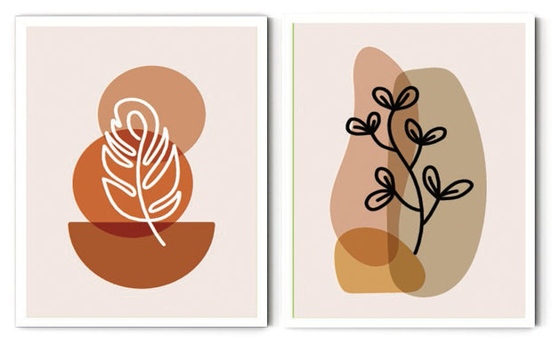 RUBICUND ABSTRACT PICTURE FRAMES WITH GLASS- SET OF 2