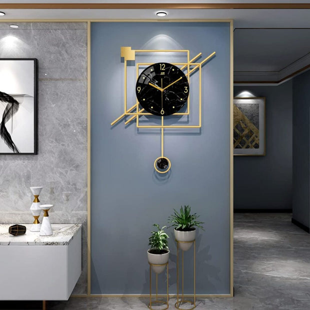 MODERN SQUARE SHAPED SPHERICAL BLACK ANALOG WALL CLOCK