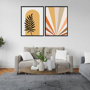 MODERN MATTISSE INSPIRED ABSTRACT PLANT ART FRAMES WITH GLASS- SET OF 2