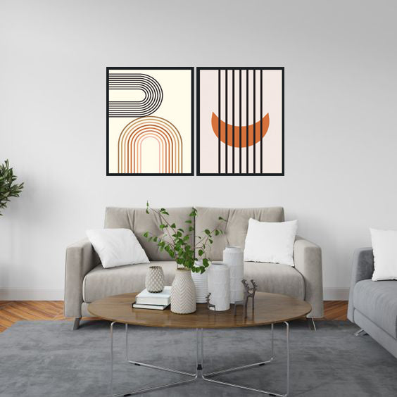 SEMICIRCULAR SILHOUTE ABSTRACT LAYOUT FRAMES WITH GLASS-SET OF 2