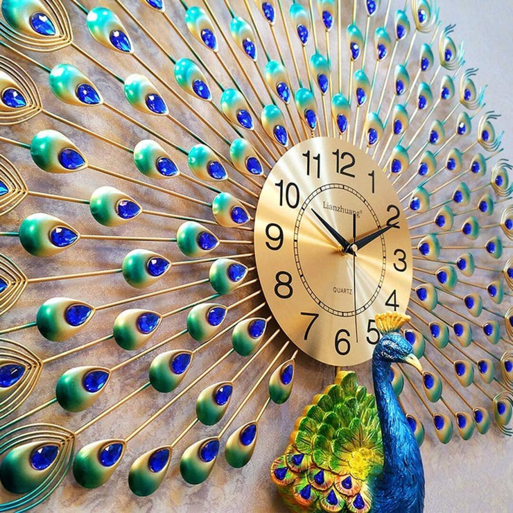 PEACOCK SHAPED ANTIQUE METAL WALL CLOCK