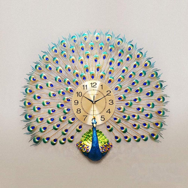 PEACOCK SHAPED ANTIQUE METAL WALL CLOCK