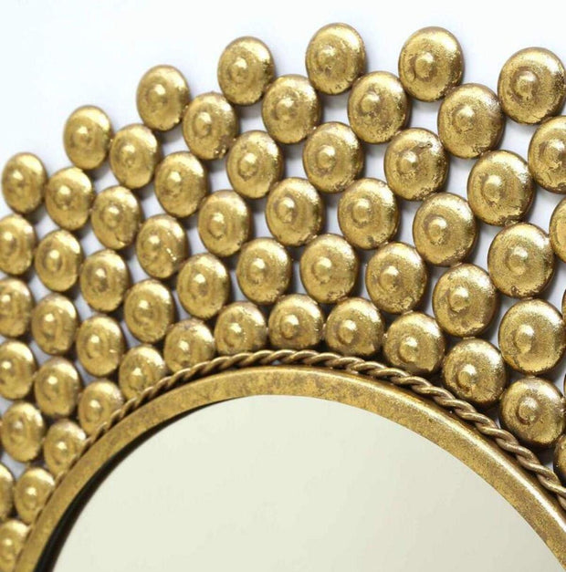 ANTIQUE GOLDEN FINISH METALLIC ROUND WALL MIRROR
