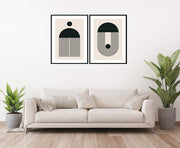 LUCULENT  GEOMETRIC PICTURE FRAMES IN BLACK AND WHITE WITH GLASS- SET OF 2