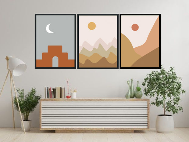 PAGEANT ABSTRACT PICTURE FRAMES WITH GLASS- SET OF 3