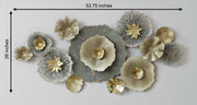 FLOWER PATTERNED GREY AND CREAM METAL WALL DÉCOR