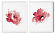 RED ROSE FLOWERS BOTANICAL PICTURE FRAMES WITH GLASS- SET OF 2 (1) By Alexander A. Parks