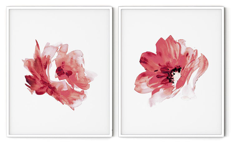 RED ROSE FLOWERS BOTANICAL PICTURE FRAMES WITH GLASS- SET OF 2 (1) By Alexander A. Parks