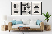 CIRCULAR NORDIAC LINE ABSTRACT BLACK & WHITE FRAMES WITH GLASS-SET OF 3