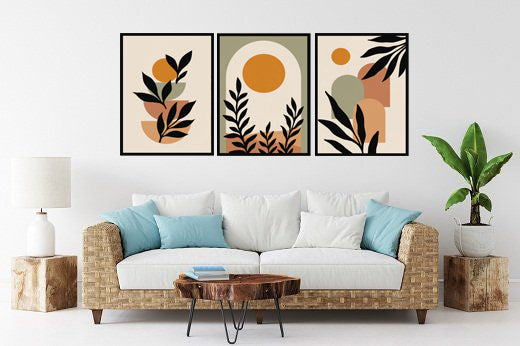 ENDOW ABSTRACT PICTURE FRAMES WITH GLASS- SET OF THREE