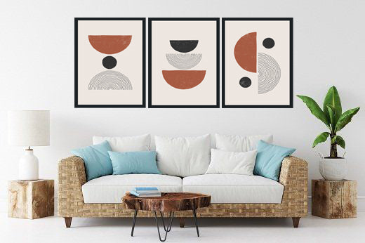DIVERSIFORM SPHERE FRAMED ABSTRACT ART FRAMES WITH GLASS-SET OF 3