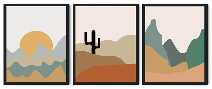 PANORAMA ABSTRACT PICTURE FRAMES WITH GLASS- SET OF 3