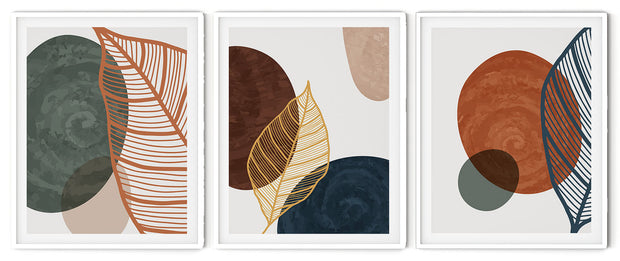 UNIQUE LEAVES BOTANICAL PICTURE FRAMES WITH GLASS- SET OF 3 (1) By Nicolay Albrecht