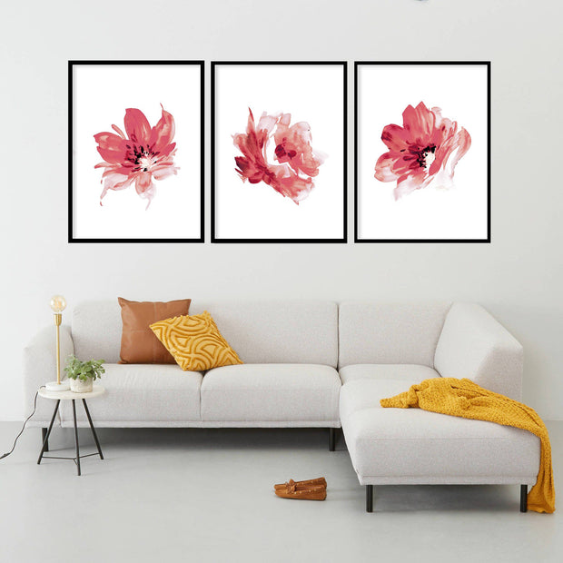 RED ROSE FLOWERS BOTANICAL PICTURE FRAMES WITH GLASS- SET OF 3 (1) By Alexander A. Parks